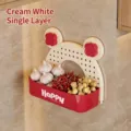 Cream white dopamine wall-mounted kitchen spice rack in single layer bear design - Single Layer / Cream White
