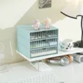 3-tier mint green desktop storage drawer organizer for stationery and cosmetics - Multi-layer Large Compartment / Blue