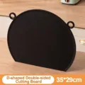 Black D-shaped double-sided TPU cutting board for kitchen use, size 35x29cm dimensions - 35x29cm / Black