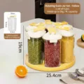 Set of 6 rotating yellow grain storage canisters for airtight kitchen food organization - 6-Jar Combination Set / 4L Total Capacity / Lemon Yellow