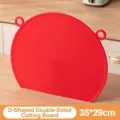 Red D-shaped double-sided TPU cutting board for kitchen, anti-slip food grade mat 35x29cm - 35x29cm / Red