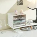 Minimalist white stackable desktop drawer organizer for stationery and office supplies - Multi-layer Large Compartment / Gray