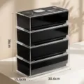 Schwarze 4-lagige stapelbare Acryl-Aufbewahrungsbox für Kosmetika 30,6x15,6x36cm - 4-stöckige Schubladenbox in Transparentschwarz / 30.6x15.6x36cm