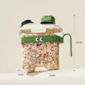 Cartoon airtight cereal storage container with green lid and 100ml measuring cup, 26x13x27cm - L / Grass Green