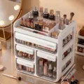 Organisateur de maquillage blanc à 4 tiroirs pour coiffeuse, anti-poussière - 4 Tiroirs / Avec Grille Supérieure
