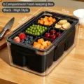 Boîte de rangement hermétique noire à 6 compartiments pour une cuisine professionnelle organisée - Style Haut à 6 Grilles / 31.5x22x11.5cm / Noir