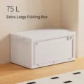 75L extra large white collapsible storage box organizer for clothes and toys storage - Folding Box (White Side Door) / Extra Large (75L) / White