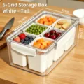 Boîte alimentaire hermétique transparente 6 compartiments con bacs amovibles blancs - Style Haut à 6 Grilles / 31.5x22x11.5cm / Blanc