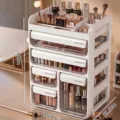 Boîte de rangement cosmétique de luxe blanche avec cinq tiroirs et grille supérieure pour table - 5 Tiroirs / Avec Grille Supérieure