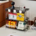 Modern 2-tier grey acrylic storage rack for tea bags and coffee capsules, desk organizer - 2 Drawers / Transparent Black