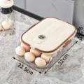 Cream colored transparent egg storage box with rolling rack for kitchen fridge - Triple Row One Layer