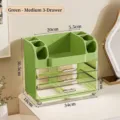 Groene middelgrote make-up organizer met drie laden en bovenste compartimenten - Middel 3 Lades / Groen