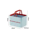 Blue striped waterproof laundry basket with red handles and dimension markings, size 45x33.5x30cm - Dopamine Short Style