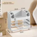 Porseleinwitte make-up organizer met 3 transparante laden voor kaptafel opbergen - Middel 3 Lades / Porselein wit