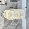 Cream wall-mounted toothbrush holder with three transparent ribbed cups for bathroom storage - 3-Cup Set / 3-Cup Holder Cream