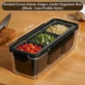 Boîte de rangement alimentaire courte à 3 compartiments, noir - Style Bas à 3 Grilles / 31.5x11.5x7.7cm / Noir