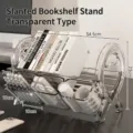 Large capacity transparent acrylic slanted book stand with built-in desk pencil holder - Clear
