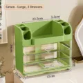 Grote groene cosmetische organizer met drie laden en de weergegeven afmetingen - Groot 3 Lades / Groen