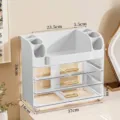 Grote porseleinwitte make-up organizer met 3 transparante lades voor de kaptafel - Groot 3 Lades / Porselein wit