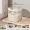 13L food-grade cream white rice storage bin with pest-proof lid and measuring cup detail - 13L Without Wheels / White
