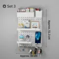Organisateur mural pegboard blanc DIY avec étagères et crochets pour rangement 33x51.3cm - Combinaison 039 (33x51.3cm) / Blanc
