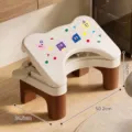 Ergonomic under-desk footrest stool in brown and white with cute cartoon patterns - Cute Basic Style / Individual Packaging / Brown