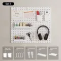 White wall-mounted pegboard organizer set with shelves and hooks for DIY home storage - 4 Boards Set 5 / 33*30cm*4