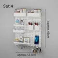 Organisateur mural en panneau perforé blanc avec étagères et crochets pour bureau - Combinaison 040 (51.3x66cm) / Blanc