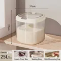 25L creamy white food-grade PP large capacity rice storage bucket with measurements - 25L Without Wheels / White