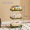 Green 3-tier mobile rolling kitchen storage cart for organization, size 81x44x28cm - Triple Layer Style / Green