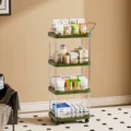 4-tier mobile kitchen storage trolley in forest green finish with smooth rolling wheels - Four Layer Style / Green