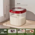 38L large capacity food-grade PP rice storage bucket with transparent ribbed body and red lid - 38L Without Wheels / Red