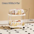 Two-tier cream white rolling kitchen utility cart with wheels and dimensions 44x28x55cm - Two-layer Style / Cream White