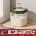 Large 38L green rice storage bucket with transparent ribbed body and sealing lid - 38L Without Wheels / Green