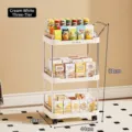 Creamy white 3-tier mobile kitchen storage trolley with lockable wheels for home - Triple Layer Style / Cream White