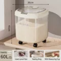 60L large capacity food-grade PP rice storage container with wheels and seal in cream - 60L With Wheels / White