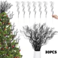 30pcs black curly twigs for Christmas tree decoration, artificial floral stems arrangement. - 30 Pieces/Pack / Black