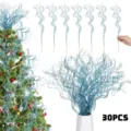 30pcs blue glitter curly willow branches for christmas tree decoration and home decor floral arrangement. - 30 Pieces/Pack / Lake Blue