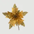 Nahaufnahme eines goldenen künstlichen Weihnachtssterns mit Glitzer für Tannen - Gold