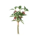 Rama de acebo navideño artificial con hojas verdes variegadas y bayas rojas vivas - Juego de 3 Piezas / Acebo de Borde Blanco con Bayas Rojas / 25cm
