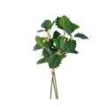 Rama de acebo artificial verde con bayas crema para decoraciones navideñas de DIY - Juego de 3 Piezas / Acebo con Bayas Blancas / 25cm