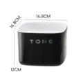 Cubo compacto para residuos de té negro con interior blanco, dimensiones 16,8 cm x 16,8 cm x 12 cm - Carcasa Negra Filtro Blanco