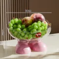 Portafrutta creativo a forma di piede rosa con bordo ondulato trasparente, 24 cm - Diametro 24cm (Altezza 15cm) / Piatto Trasparente + Base Scarpa Rosa