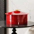 Red Temple of Heaven style 2-tier fruit tray and candy box for snacks, 27cm diameter - 2-Tier / Traditional Red 2 Layers