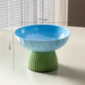 Modern high-footed fruit plate in blue and green dopamine colors, 17.5cm diameter - Diameter 17.5cm / Cyan