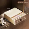 Vintage style 24-grid drawer organizer for socks and underwear with elegant lattice design - 24-Grid Sock Box (8185) / 24 Grids