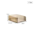 Translucent brown 1-tier clothes storage organizer box for wardrobe 40.3x30x12cm - Single Layer With Divider / 40.3x30x12cm / Brown