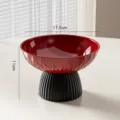 Modern red and black high-footed round fruit bowl with 17.5cm diameter for snacks - Diameter 17.5cm / Red & Black