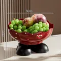 Ciotola di frutta decorativa rossa con base a forma di scarpa, diametro 24 cm per snack - Diametro 24cm (Altezza 15cm) / Piatto Rosso + Base Scarpa Nera