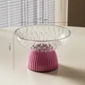 Elegant high-foot round fruit bowl with pink base and transparent top, 17.5x11cm - Diameter 17.5cm / Transparent Pink